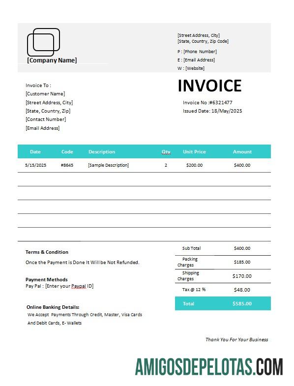 realista Modelo de fatura de equipamento